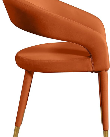 Meridian Furniture Destiny Collection Modern | Contemporary Velvet Upholstered Rounded Back Dining Chair, 23" W x 23" D x 31.5" H, Cognac - LeafyLoom