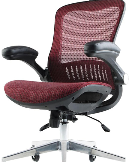 Nouhaus Ergonomic Mesh Office Chair with Flip Armrest, Adjustable Headrest, Lumbar Support & Blade Wheels, Executive Swivel Desk Computer Chair, Gaming Chair(ErgoFlip, Burgundy) - LeafyLoom