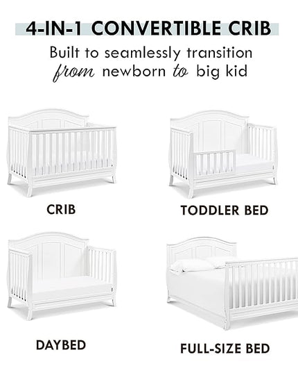 DaVinci Emmett 4-in-1 Convertible Crib in White, Greenguard Gold Certified - LeafyLoom