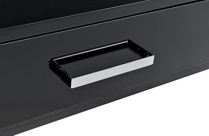 Acme Coleen 2-Drawer Metal Home Office Desk in Black and Chrome - LeafyLoom
