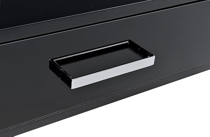 Acme Coleen 2-Drawer Metal Home Office Desk in Black and Chrome - LeafyLoom