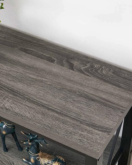 BON AUGURE Rustic Sofa Table Behind Couch, Industrial Console Tables for Entryway, 3 Tier Wood Shelves Entry Table with Storage for Foyer, Hallway, Front Door (47 Inch, Dark Grey Oak) - LeafyLoom