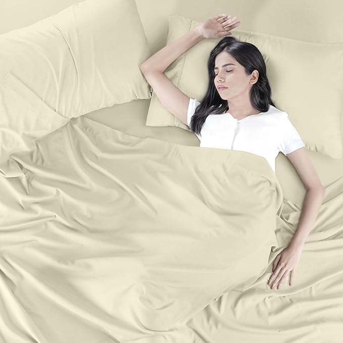 Utopia Bedding Twin Bed Sheets Set - 3 Piece Bedding - Brushed Microfiber - Shrinkage and Fade Resistant - Easy Care (Twin, Ivory) - LeafyLoom