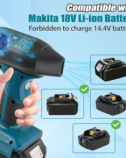 Mini Jet Blower Portable Violent Turbo Fan for Makita 18V Battery, 4-Speed Wireless High Speed Handheld Fan, for Computer Key Board Cleaning,Hair Drying,Camping,Outdoors,Car (No Battery) - LeafyLoom