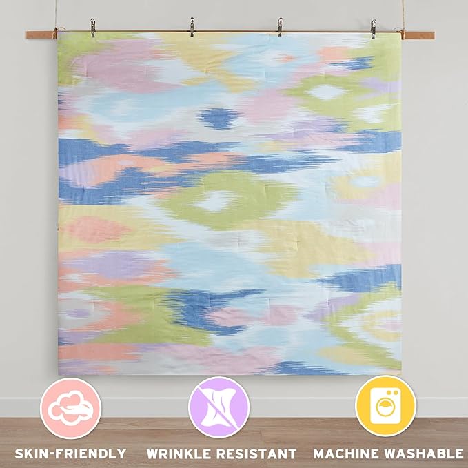 Intelligent Design Queen Comforter Set, Chic Colorful Brushstroke Abstract Print, Girls Room Décor, All Season Queen Bedding Sets for Girls, Matching Sham, Full/Queen, Blue Multi 3 Piece - LeafyLoom