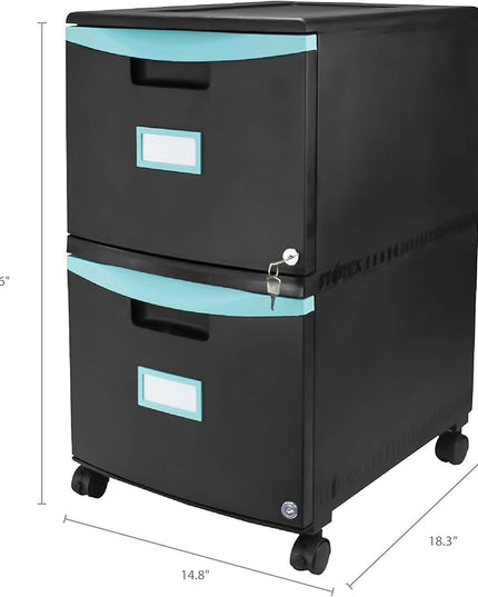Storex 61315A01C File Cabinet, 1-Pack, Black/Teal - LeafyLoom