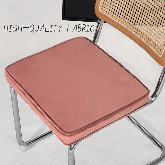 Dining Chair Set of 2, Mid-Century Modern Rattan Dining Chairs with Metal Chrome Legs, Natural Cane Backrest Upholstered for Home Kitchen，Dining Room and Patio, Pink - LeafyLoom