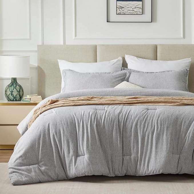 CozyLux Twin/Twin XL Comforter Set Dorm Bedding - 2 Pieces Greyish Green Twin Extra Long Soft Luxury Cationic Dyeing Comforter for College, Breathable Boho Bed Sets with 1 Comforter and 1 Pillow Sham - LeafyLoom