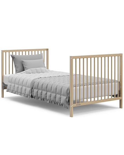 Graco Teddi 4-in-1 Convertible Mini Crib with Bonus Water-Resistant Mattress (Driftwood) – GREENGUARD Gold Certified, 2.75-Inch Mattress Included, Convenient Size, Easy 30-Minute Assembly - LeafyLoom