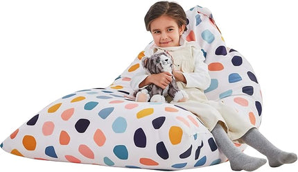 Nobildonna Stuffed Animal Storage Bean Bag for Kids (No Filler), Extra Large 250L Bean Bag Chair Cover Only, Washable Beanbag Without Filling Soft Premium Canvas Stuffable Bean Bag Cover (Pebble) - LeafyLoom