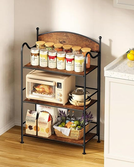 Folding Bookshelf No Assembly, 3 Shelf Black Folding Bookcase,Industrial Small Metal Corner Display Book Shelf with Storage Shelves for Bedroom,Living Room, Home Office Organization - LeafyLoom