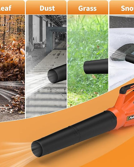 Leaf Blower 20V Leaf Blower Cordless with 4.0Ah Battery and Charger, High Power 400 CFM Electric Leaf Blower, Lightweight Handheld Cordless Blower for Lawn Care Yard Patio Garden Leaves Snow (Orange) - LeafyLoom