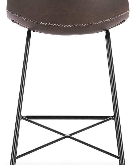 Poly and Bark Counter Stool 24 inches - Counter Height Bar Stools Set of 2 - Sturdy Kitchen Stools with Backs - Comfortable Bar Chair - Modern Countertop-High Chairs, Kitchen Island Barstools – Brown - LeafyLoom