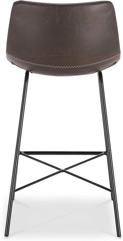 Poly and Bark Counter Stool 24 inches - Counter Height Bar Stools Set of 2 - Sturdy Kitchen Stools with Backs - Comfortable Bar Chair - Modern Countertop-High Chairs, Kitchen Island Barstools – Brown - LeafyLoom