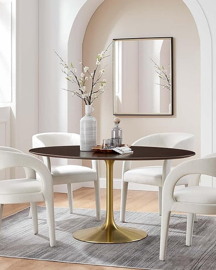 Modway Lippa Dining Table, 60", Gold Cherry Walnut - LeafyLoom