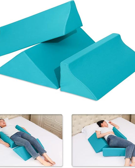 3-in-1 Side Wedge Pillow,Wedge Pillow for Back Pain Relief,Foam Wedges for Positioning in Bed,Positioning Wedges for Bed Sores,Wedge Pillows for Seniors,Caregivers,Side Sleepers,After Surgery - LeafyLoom