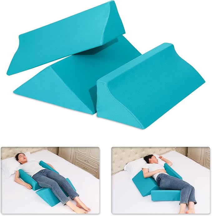 3-in-1 Side Wedge Pillow,Wedge Pillow for Back Pain Relief,Foam Wedges for Positioning in Bed,Positioning Wedges for Bed Sores,Wedge Pillows for Seniors,Caregivers,Side Sleepers,After Surgery - LeafyLoom