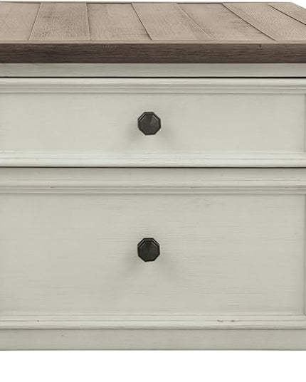 Signature Design by Ashley Bolanburg Farmhouse Lift Top Coffee Table with Drawers, Antique Cream & Brown - LeafyLoom
