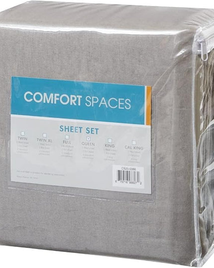 Comfort Spaces Cotton Flannel Breathable Warm Deep Pocket Sheets with Pillow Case Bedding, Full, Grey Solid 4 Piece - LeafyLoom
