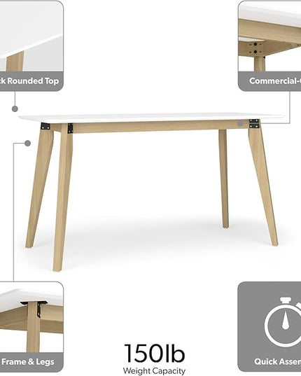 HON Basyx BSX55WPLTWH Modern Home Office Wood Computer Desk, 55", White - LeafyLoom