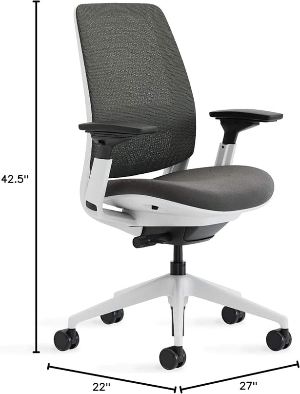 Steelcase Series 2 Office Chair - Ergonomic Work Chair with Wheels for Hard Flooring - with Back Support, Weight-Activated Adjustment & Arm Support - Adjustable Rolling Chairs for Desk - Graphite - LeafyLoom