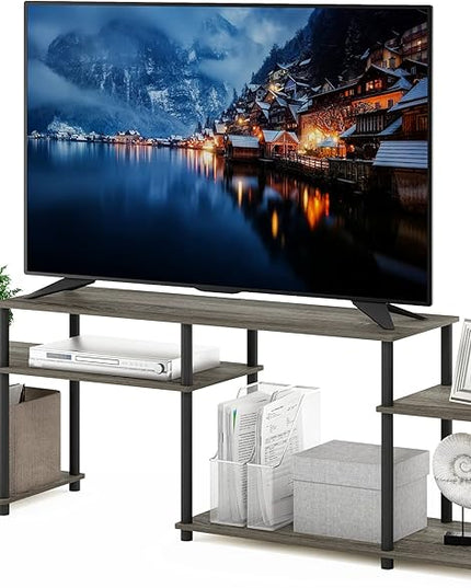Furinno Turn-N-Tube Handel Stand for TV up to 55 Inch, French Oak - LeafyLoom