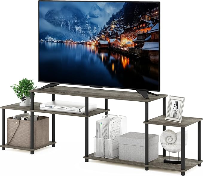 Furinno Turn-N-Tube Handel Stand for TV up to 55 Inch, French Oak - LeafyLoom