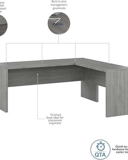 Bush Business Furniture Echo L Shaped Computer Desk, 72W, Modern Gray - LeafyLoom