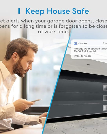 meross Smart Garage Door Opener Remote, APP Control, Compatible with Alexa and SmartThings, Multiple Notification Modes, No Hub Needed meross