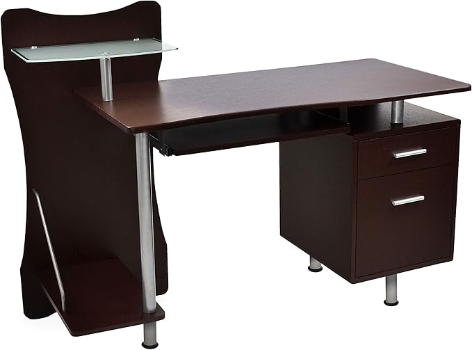 NicBex Laik-DW-00051-DX Desks, 51.25" W x 22.25" D x 39.5" H, Chocolate - LeafyLoom