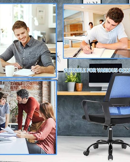 BestOffice Office Chair Desk Chair Computer Chair Swivel Rolling Executive Lumbar Support Task Mesh Chair Adjustable Stool for Women Men, Blue - LeafyLoom
