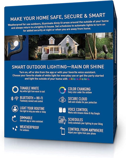 Cree Lighting Connected Max Smart Led Bulb Par38 Outdoor Flood Tunable White + Color Changing, 2.4 Ghz, Works with Alexa and Google Home, No Hub Required, Bluetooth + WiFi, 1Pk CreeLighting