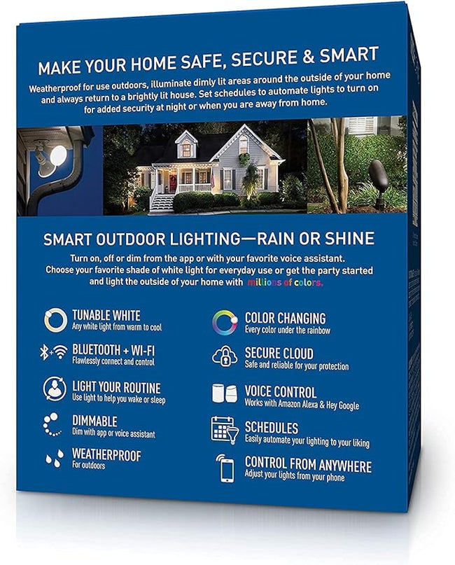 Cree Lighting Connected Max Smart Led Bulb Par38 Outdoor Flood Tunable White + Color Changing, 2.4 Ghz, Works with Alexa and Google Home, No Hub Required, Bluetooth + WiFi, 1Pk CreeLighting