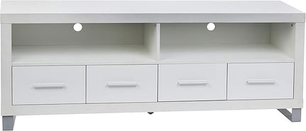 Rockpoint Cosmopolitan 60-Inch TV Stand Media Console with Metal Legs, Snow White - LeafyLoom