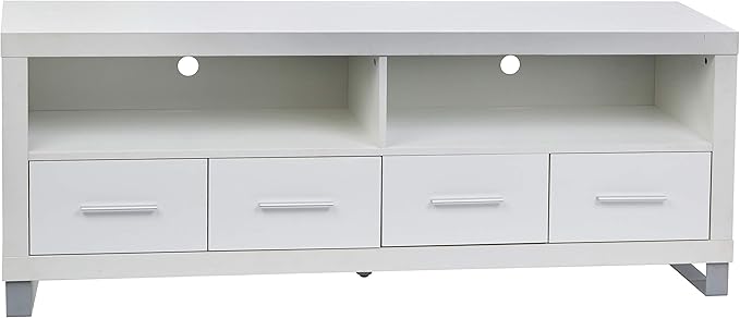 Rockpoint Cosmopolitan 60-Inch TV Stand Media Console with Metal Legs, Snow White - LeafyLoom