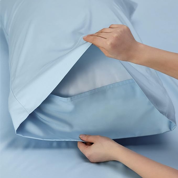 Bedsure Queen Sheets, Rayon Derived from Bamboo, Queen Cooling Sheet Set, Deep Pocket Up to 16", Breathable & Soft Bed Sheets, Hotel Luxury Silky Bedding Sheets & Pillowcases, Teal Blue - LeafyLoom