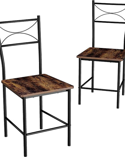 3-Piece Kitchen Dining Room Table Set for Small Spaces，Iron Wood Square Table with 2 Chairs for Kitchen Dining Room Furniture - LeafyLoom