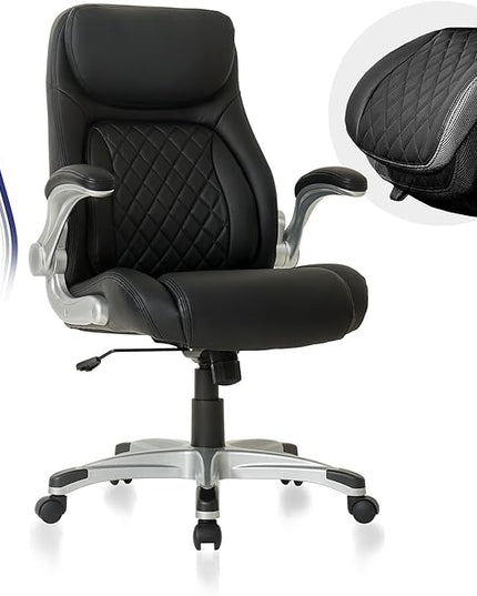 Nouhaus Ergonomic Office Chair Premium Microfiber Leather Adjustable Lumbar Support, Home Desk Gaming Chairs Executive Computer Chair with Adjustable Armrests (Posture,Black) - LeafyLoom