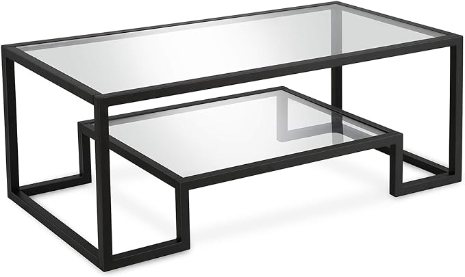Henn&Hart 45" Wide Rectangular Coffee Table in Blackened Bronze, Modern coffee tables for living room, studio apartment essentials - LeafyLoom