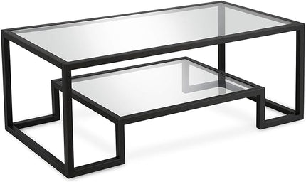 Henn&Hart 45" Wide Rectangular Coffee Table in Blackened Bronze, Modern coffee tables for living room, studio apartment essentials - LeafyLoom