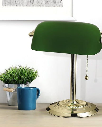 Catalina Lighting Traditional Desk Lamp, Green, Smart Home Capable for Home Office, Dorm, Apartment, Corded with Adjustable Lighting - LeafyLoom