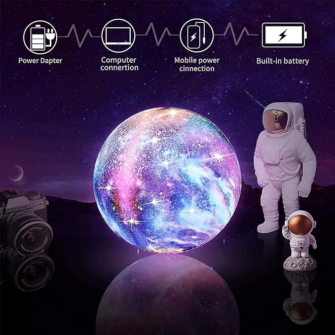 Galaxy Moon Lamp Night Light for Kids adults -16 Colors with Timer, Stand & Remote/Touch Control Moon light - Birthday Valentines Gifts for Kids Women - Mood Lighting for Bedroom Home Décor - 5.9 INCH - LeafyLoom