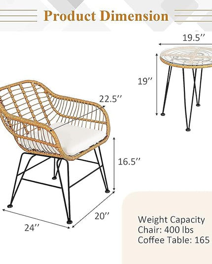 Bistro Table and Chairs Set of 2, OneSize, Pale Brown - LeafyLoom