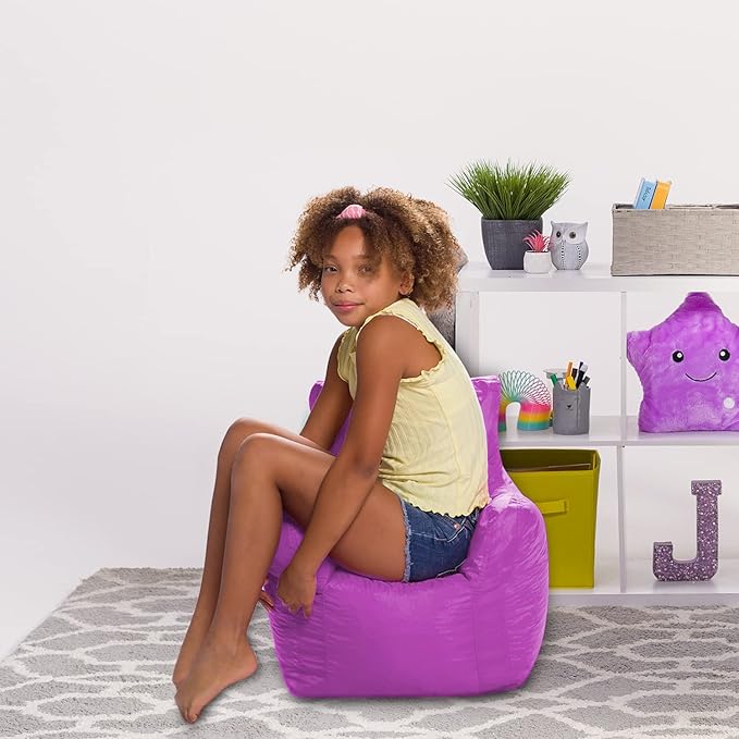Posh Creations Bean Bag Structured Seat for Toddlers and Kids, Comfy Chair for Children, Pasadena, Purple - LeafyLoom