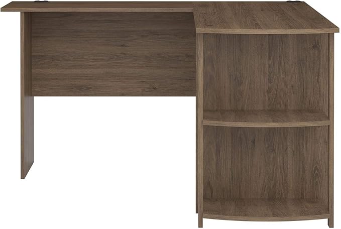 Dakota L-Shaped Desk with Bookshelves, Rustic Oak - LeafyLoom