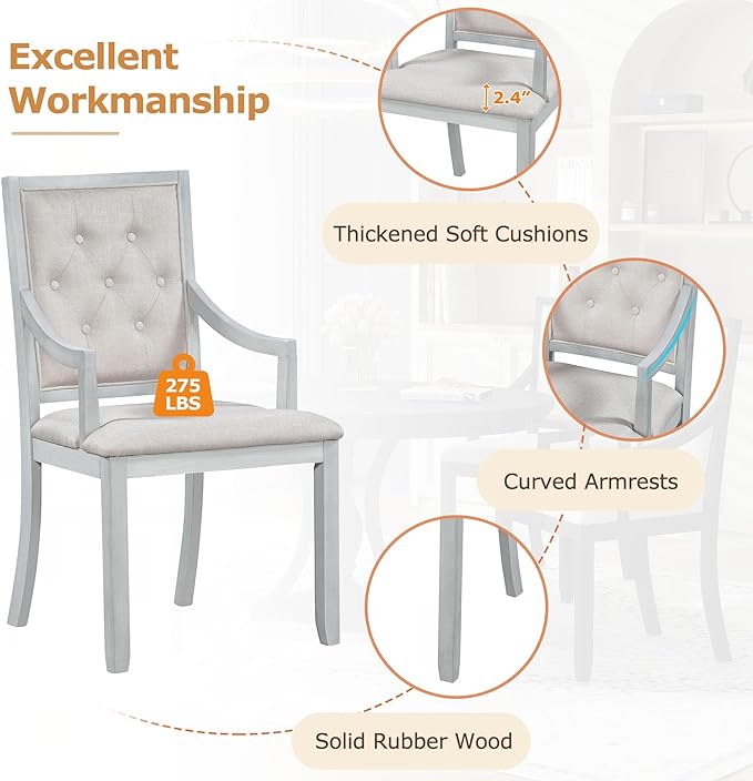 NicBex Small Dining Table Set for 4 Kitchen Table Set Retro 5-Piece Dining Set Extendable Round Table and 4 Chairs for Kitchen, Dining Room, Space-Saving, Antique Gray - LeafyLoom
