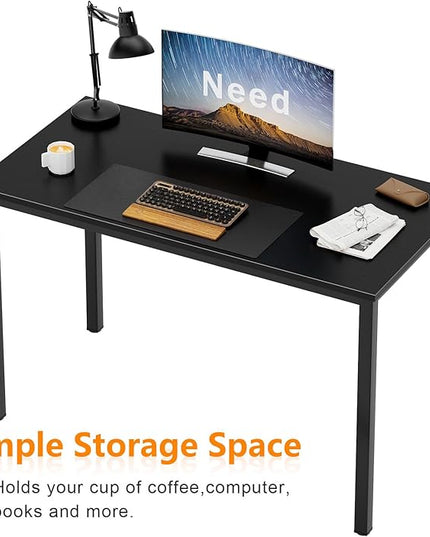 Need Small Computer Desk Writing Desk 39 3/8'' L Study Desk for Small Space Gaming Desk Sturdy and Heavy Duty Home Office Desk for Dormitory/Meeting Room AC3CB(100 * 60) Beside Table,Black/Black - LeafyLoom