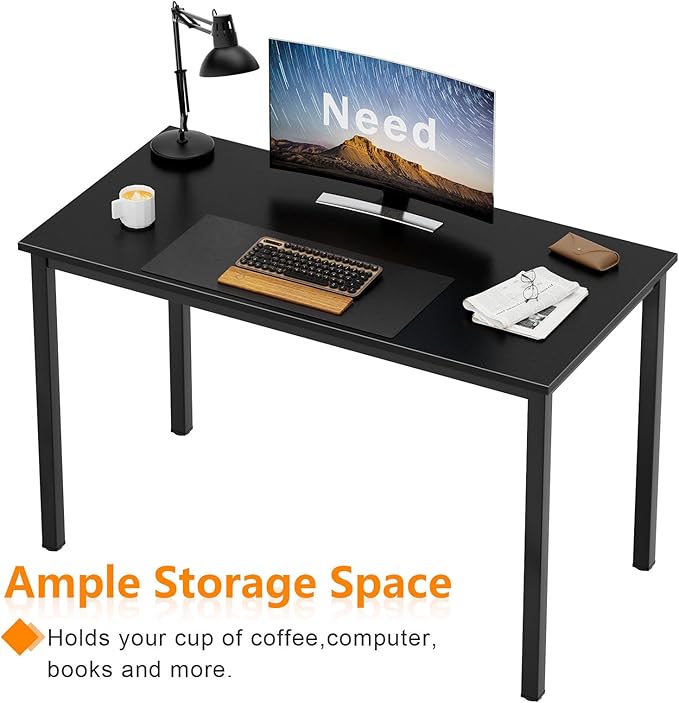 Need Small Computer Desk Writing Desk 39 3/8'' L Study Desk for Small Space Gaming Desk Sturdy and Heavy Duty Home Office Desk for Dormitory/Meeting Room AC3CB(100 * 60) Beside Table,Black/Black - LeafyLoom