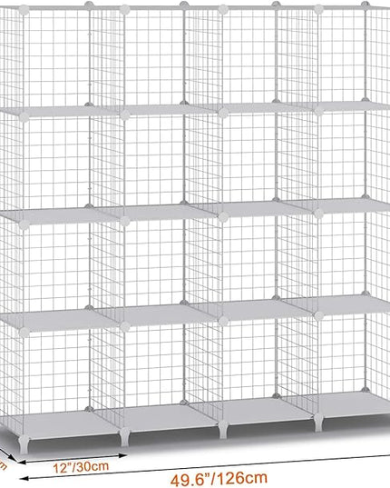 HOMIDEC Wire Cube Storage, Storage Shelves 16 Cube Bookshelf Bookcase Closet Organizer and Storage, Wire Storage Shelves Multi-Use DIY Storage Cube Shelf for Books, Toys, Clothes, Tools - LeafyLoom