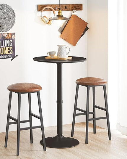 HOOBRO Round Bar Table, 35" Tall Pub Table, Cocktail Table with Base, Stable Counter Table with Non-Slip Base for Narrow Space, Bar Height Table for Kitchen, Easy to Assemble, Black BB57BT01 - LeafyLoom